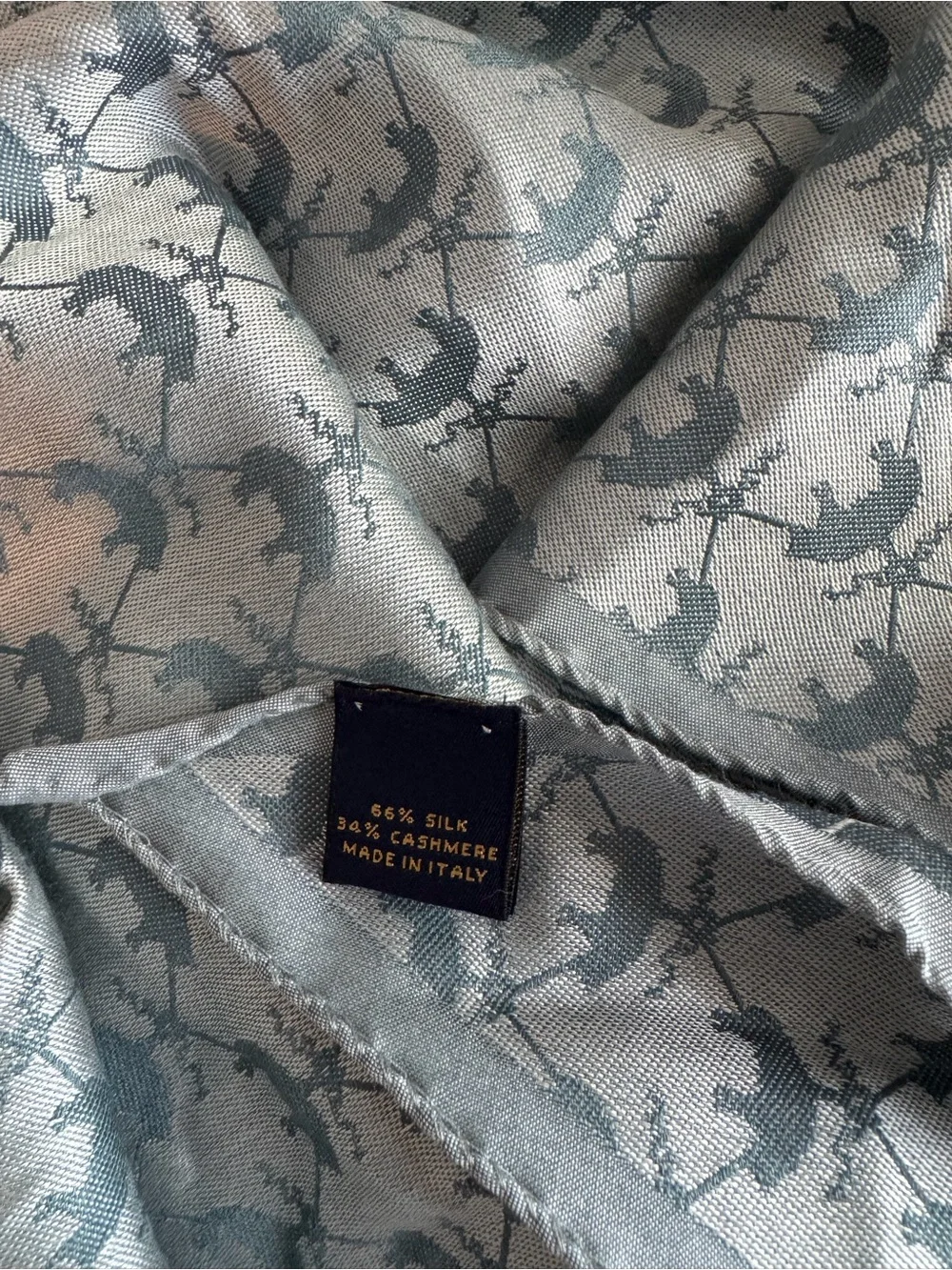 Brooks Brothers Silk and Cashmere Scarf with Classic Lamb Logo Made in Italy